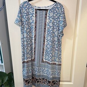 J. Jill Blue and White Floral Midi Dress